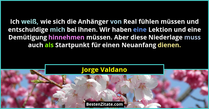 Ich weiß, wie sich die Anhänger von Real fühlen müssen und entschuldige mich bei ihnen. Wir haben eine Lektion und eine Demütigung hin... - Jorge Valdano