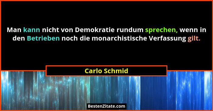 Man kann nicht von Demokratie rundum sprechen, wenn in den Betrieben noch die monarchistische Verfassung gilt.... - Carlo Schmid