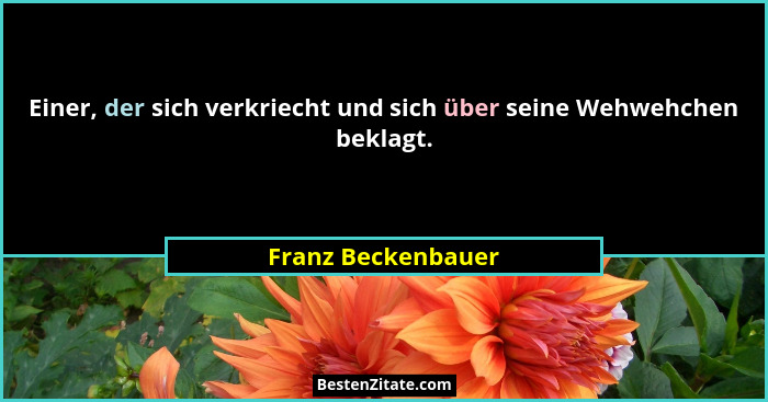Einer, der sich verkriecht und sich über seine Wehwehchen beklagt.... - Franz Beckenbauer
