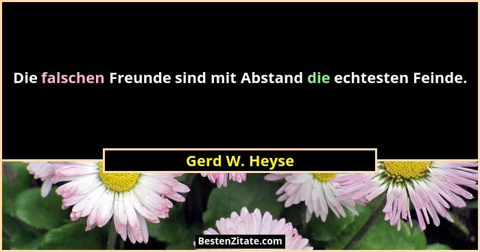 Die falschen Freunde sind mit Abstand die echtesten Feinde.... - Gerd W. Heyse