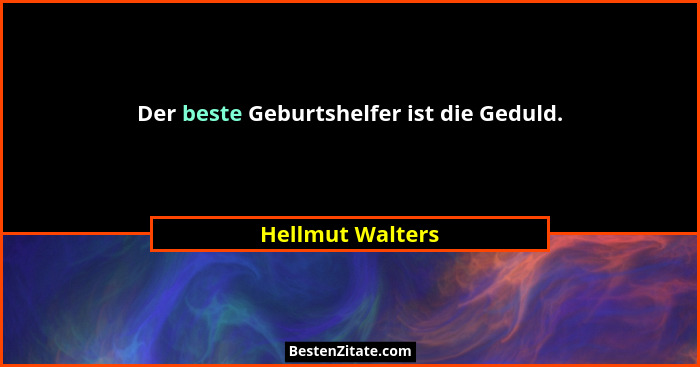 Der beste Geburtshelfer ist die Geduld.... - Hellmut Walters