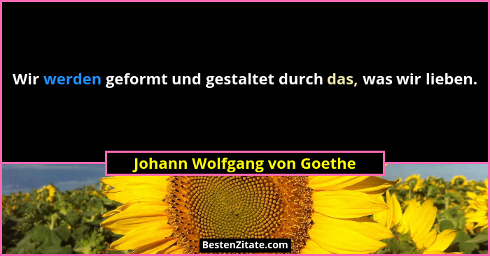 Wir werden geformt und gestaltet durch das, was wir lieben.... - Johann Wolfgang von Goethe