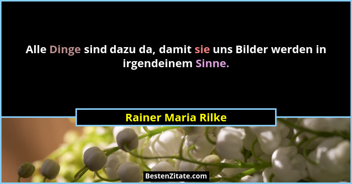 Alle Dinge sind dazu da, damit sie uns Bilder werden in irgendeinem Sinne.... - Rainer Maria Rilke