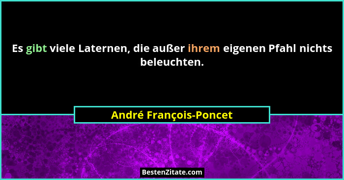 Es gibt viele Laternen, die außer ihrem eigenen Pfahl nichts beleuchten.... - André François-Poncet