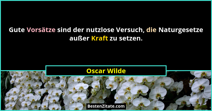 Gute Vorsätze sind der nutzlose Versuch, die Naturgesetze außer Kraft zu setzen.... - Oscar Wilde