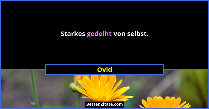 Starkes gedeiht von selbst.... - Ovid