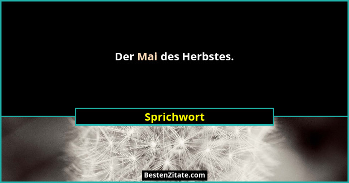 Der Mai des Herbstes.... - Sprichwort