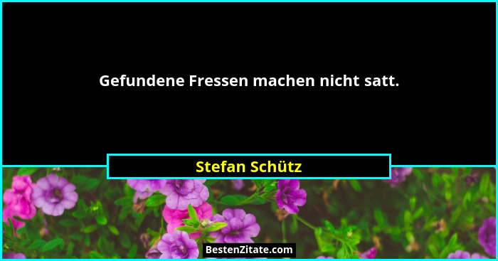 Gefundene Fressen machen nicht satt.... - Stefan Schütz