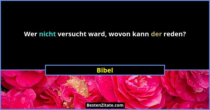 Wer nicht versucht ward, wovon kann der reden?... - Bibel