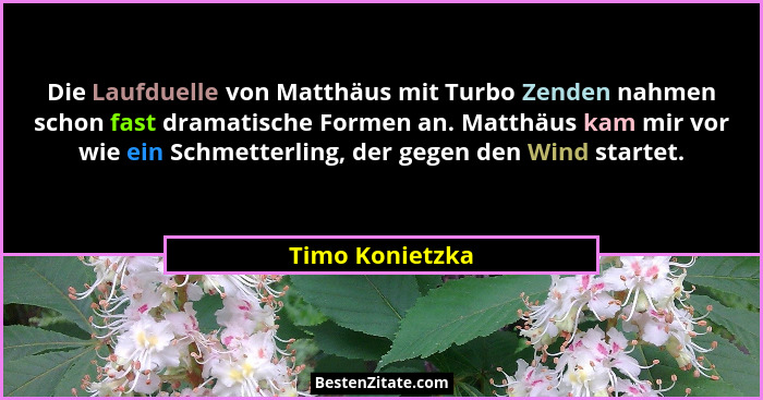 Die Laufduelle von Matthäus mit Turbo Zenden nahmen schon fast dramatische Formen an. Matthäus kam mir vor wie ein Schmetterling, der... - Timo Konietzka