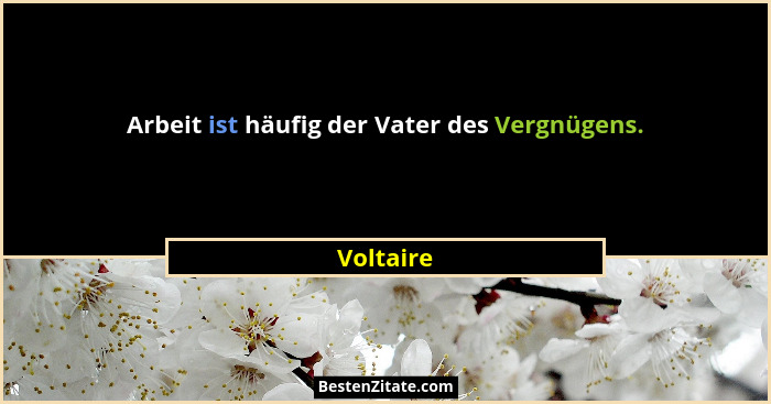 Arbeit ist häufig der Vater des Vergnügens.... - Voltaire