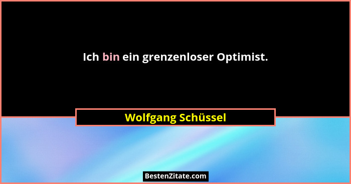 Ich bin ein grenzenloser Optimist.... - Wolfgang Schüssel