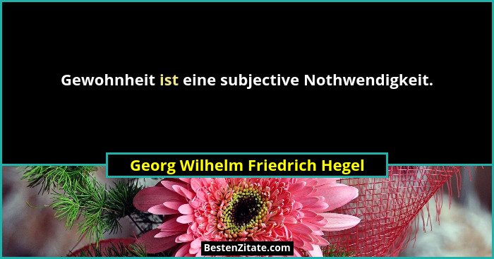 Gewohnheit ist eine subjective Nothwendigkeit.... - Georg Wilhelm Friedrich Hegel