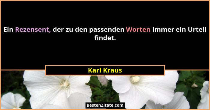 Ein Rezensent, der zu den passenden Worten immer ein Urteil findet.... - Karl Kraus
