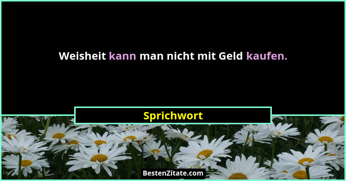 Weisheit kann man nicht mit Geld kaufen.... - Sprichwort