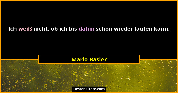 Ich weiß nicht, ob ich bis dahin schon wieder laufen kann.... - Mario Basler