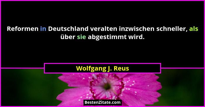 Reformen in Deutschland veralten inzwischen schneller, als über sie abgestimmt wird.... - Wolfgang J. Reus