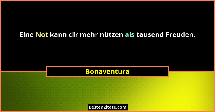 Eine Not kann dir mehr nützen als tausend Freuden.... - Bonaventura