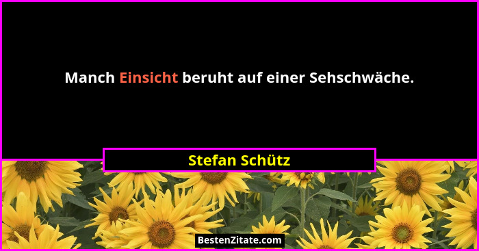 Manch Einsicht beruht auf einer Sehschwäche.... - Stefan Schütz