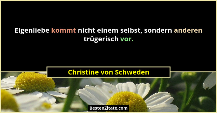 Eigenliebe kommt nicht einem selbst, sondern anderen trügerisch vor.... - Christine von Schweden