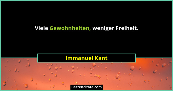 Viele Gewohnheiten, weniger Freiheit.... - Immanuel Kant