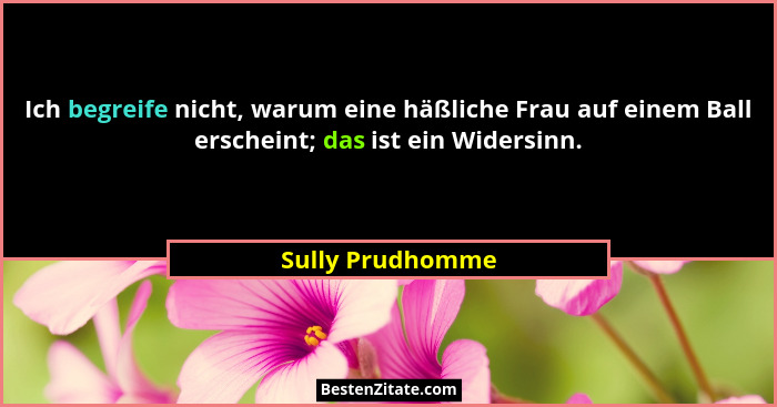 Ich begreife nicht, warum eine häßliche Frau auf einem Ball erscheint; das ist ein Widersinn.... - Sully Prudhomme