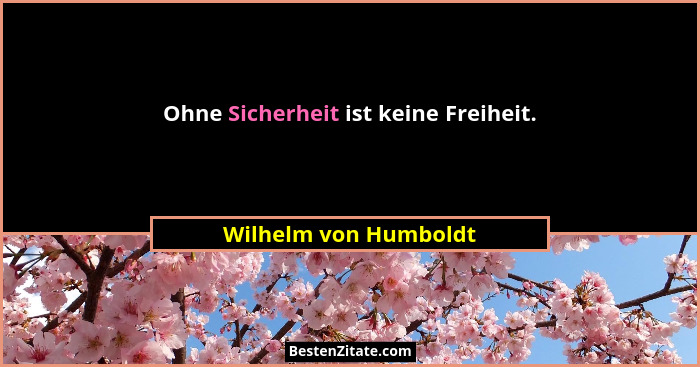Ohne Sicherheit ist keine Freiheit.... - Wilhelm von Humboldt