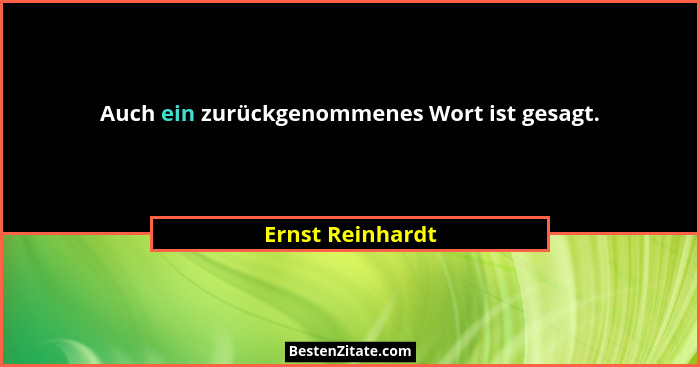 Auch ein zurückgenommenes Wort ist gesagt.... - Ernst Reinhardt