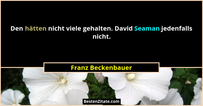 Den hätten nicht viele gehalten. David Seaman jedenfalls nicht.... - Franz Beckenbauer