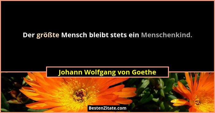 Der größte Mensch bleibt stets ein Menschenkind.... - Johann Wolfgang von Goethe