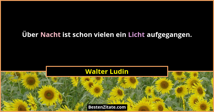 Über Nacht ist schon vielen ein Licht aufgegangen.... - Walter Ludin