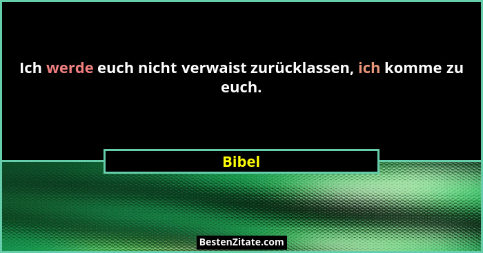 Ich werde euch nicht verwaist zurücklassen, ich komme zu euch.... - Bibel