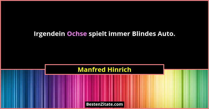 Irgendein Ochse spielt immer Blindes Auto.... - Manfred Hinrich