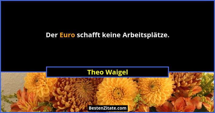 Der Euro schafft keine Arbeitsplätze.... - Theo Waigel