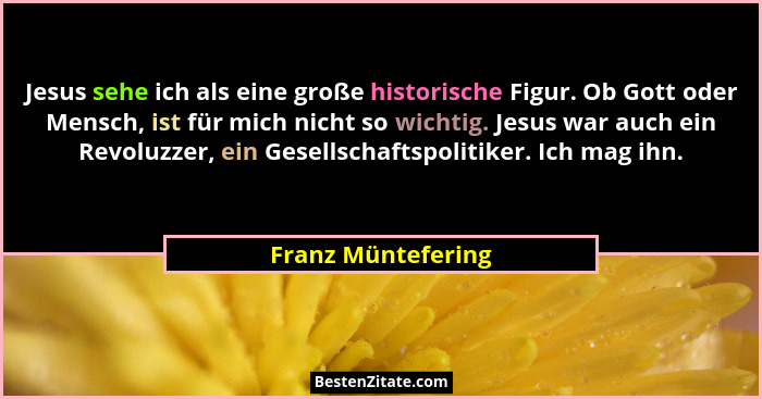 Jesus sehe ich als eine große historische Figur. Ob Gott oder Mensch, ist für mich nicht so wichtig. Jesus war auch ein Revoluzzer... - Franz Müntefering