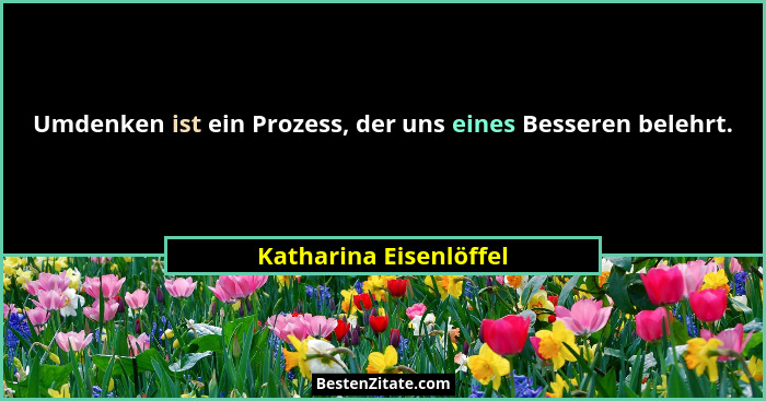Umdenken ist ein Prozess, der uns eines Besseren belehrt.... - Katharina Eisenlöffel