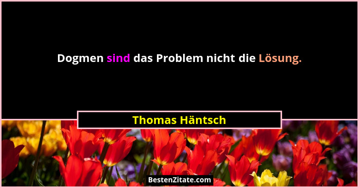 Dogmen sind das Problem nicht die Lösung.... - Thomas Häntsch