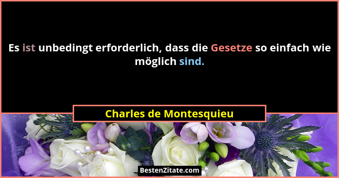 Es ist unbedingt erforderlich, dass die Gesetze so einfach wie möglich sind.... - Charles de Montesquieu