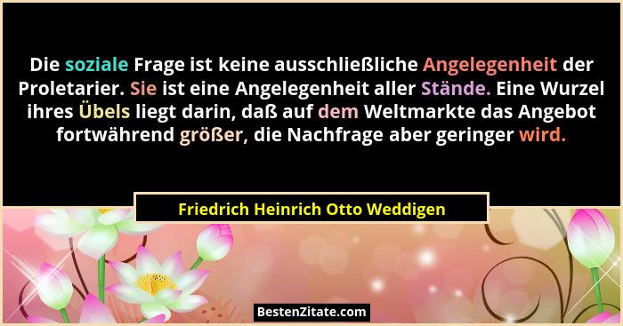 Die soziale Frage ist keine ausschließliche Angelegenheit der Proletarier. Sie ist eine Angelegenheit aller Stände.... - Friedrich Heinrich Otto Weddigen