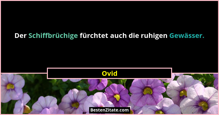 Der Schiffbrüchige fürchtet auch die ruhigen Gewässer.... - Ovid