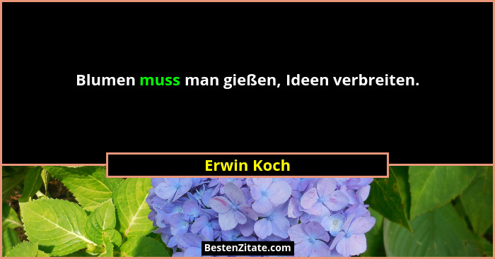 Blumen muss man gießen, Ideen verbreiten.... - Erwin Koch