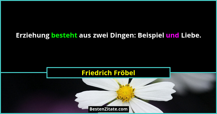 Erziehung besteht aus zwei Dingen: Beispiel und Liebe.... - Friedrich Fröbel