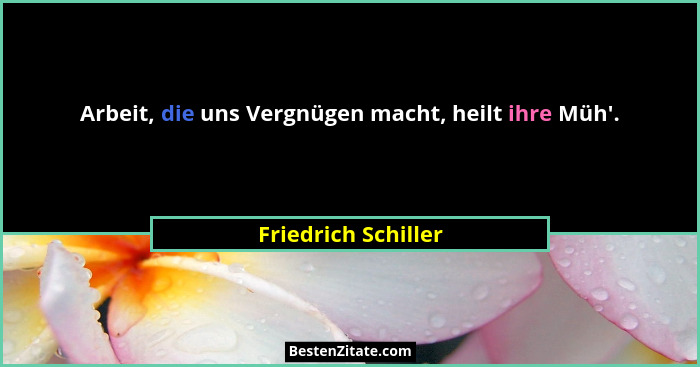 Arbeit, die uns Vergnügen macht, heilt ihre Müh'.... - Friedrich Schiller