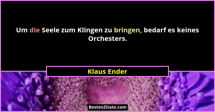 Um die Seele zum Klingen zu bringen, bedarf es keines Orchesters.... - Klaus Ender