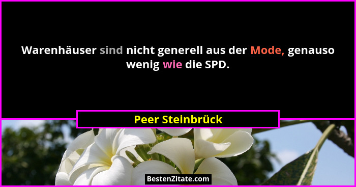 Warenhäuser sind nicht generell aus der Mode, genauso wenig wie die SPD.... - Peer Steinbrück