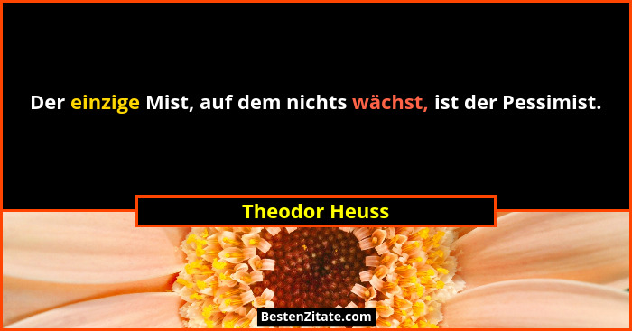 Der einzige Mist, auf dem nichts wächst, ist der Pessimist.... - Theodor Heuss