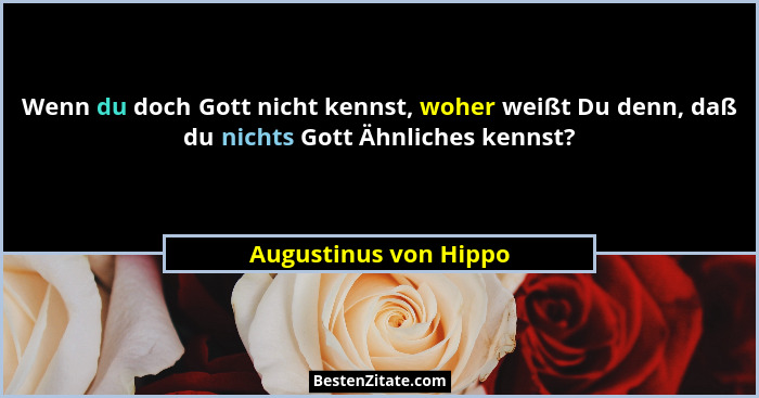 Wenn du doch Gott nicht kennst, woher weißt Du denn, daß du nichts Gott Ähnliches kennst?... - Augustinus von Hippo
