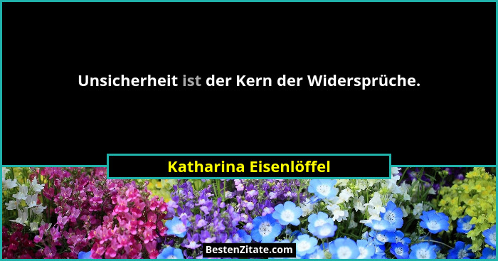 Unsicherheit ist der Kern der Widersprüche.... - Katharina Eisenlöffel