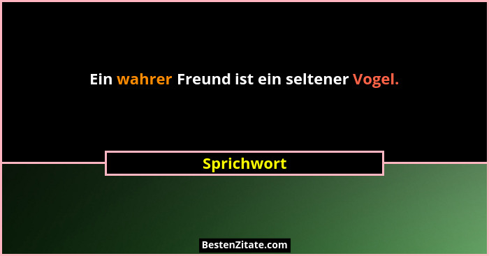 Ein wahrer Freund ist ein seltener Vogel.... - Sprichwort