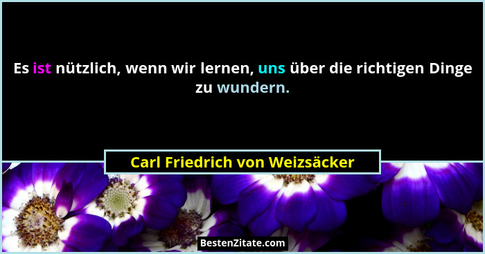 Es ist nützlich, wenn wir lernen, uns über die richtigen Dinge zu wundern.... - Carl Friedrich von Weizsäcker